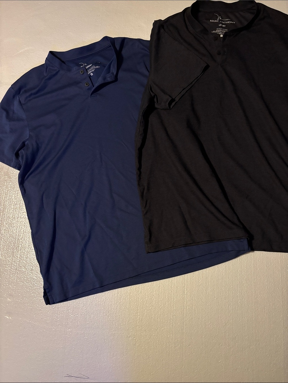 Marc Anthony Navy and Black Henley-Style Polo Duo